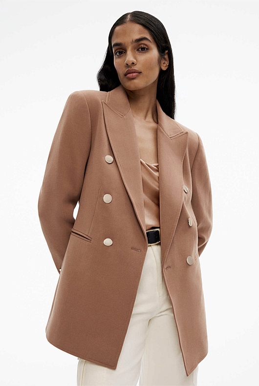 Classic Double Breasted Blazer - Camel