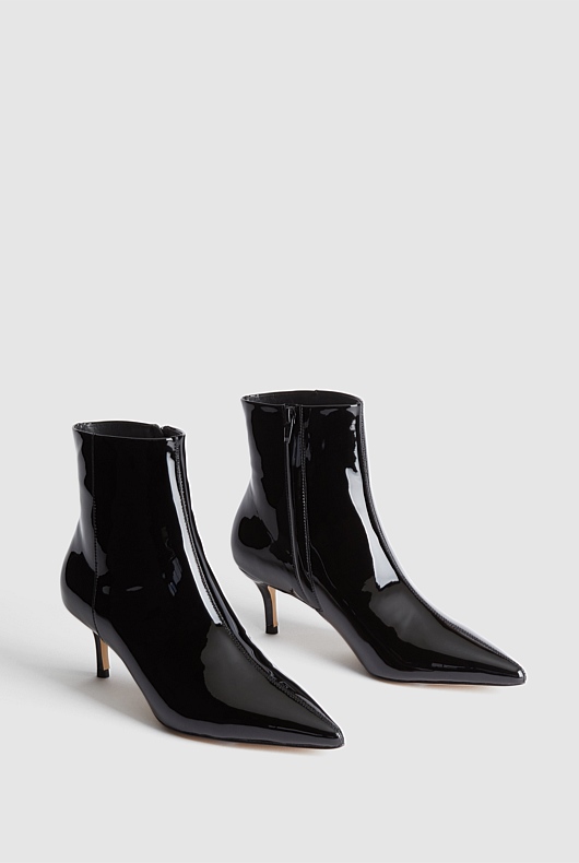 Patent 65mm Heel Boot - Black