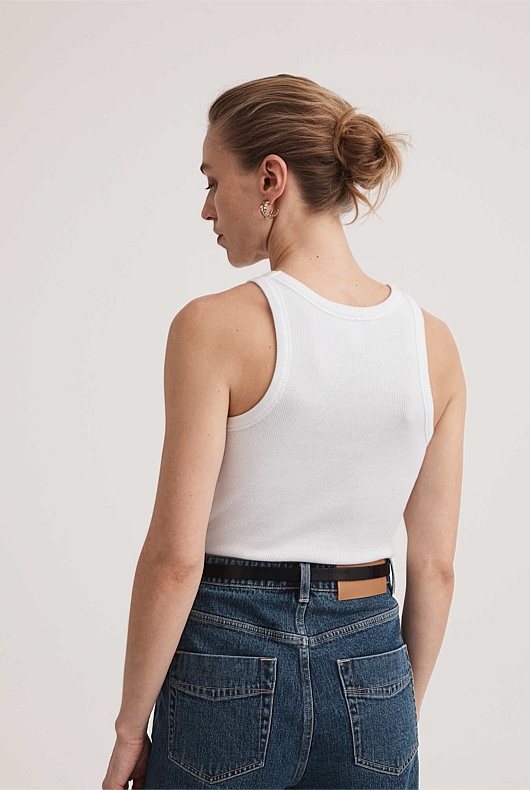 Racer Rib Tank - Pure White