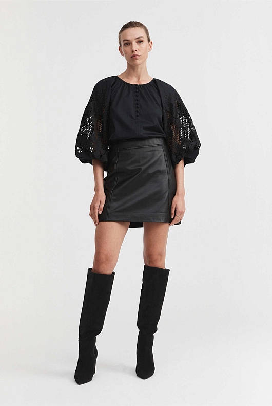 Lace Sleeve Blouse - Black