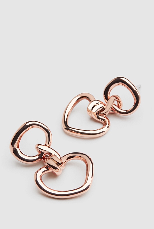 Twist Metal Heart Earring - Rose Gold