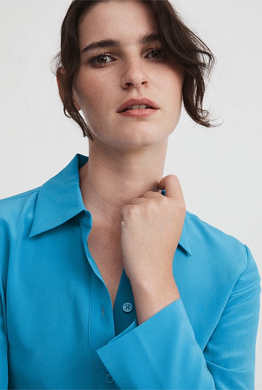Silk Shirt - Bright Blue