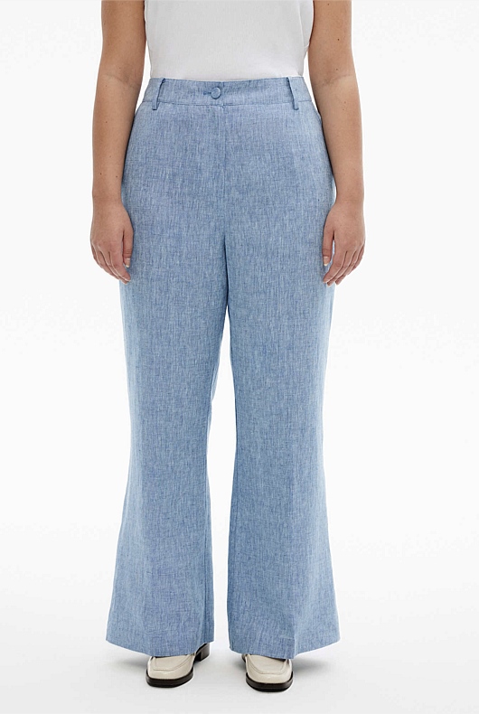 Yarn Dye Linen Trouser - Chambray Blue