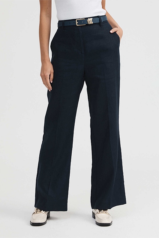 Linen Belted Trouser - Regatta Blue