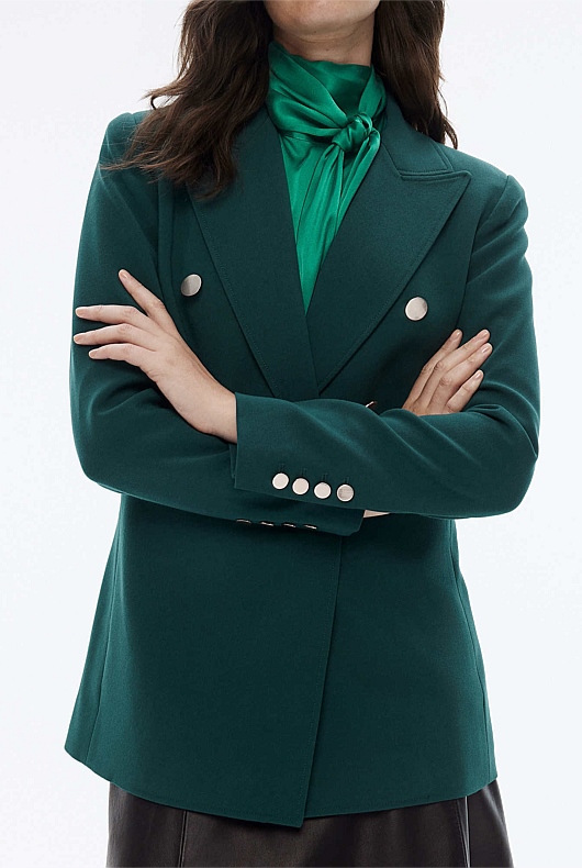 Classic Double Breasted Blazer - Petrol Green