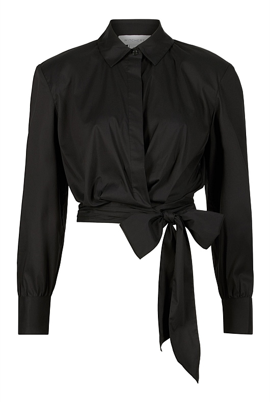 Cotton Wrap Shirt - Black
