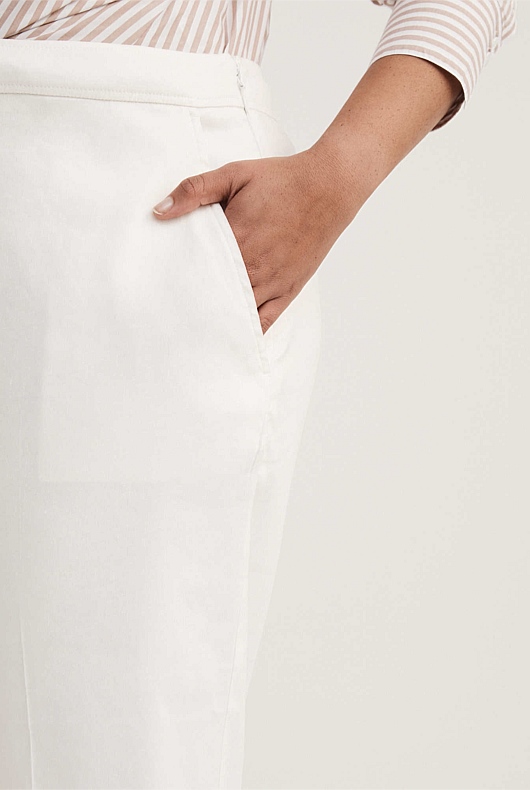 Stretch Linen Blend Pant - Chalk
