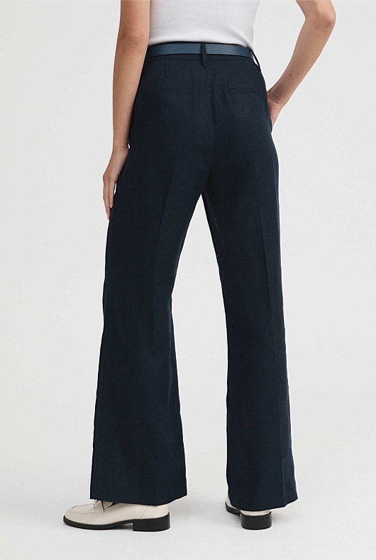 Linen Belted Trouser - Regatta Blue