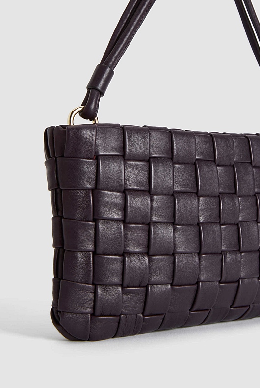 Woven Leather Sling - Plum