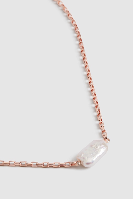 Freshwater Pearl Necklace - Rose Gold