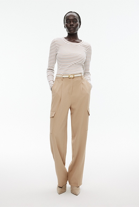 Stripe Long Sleeve Rib Top - Clove