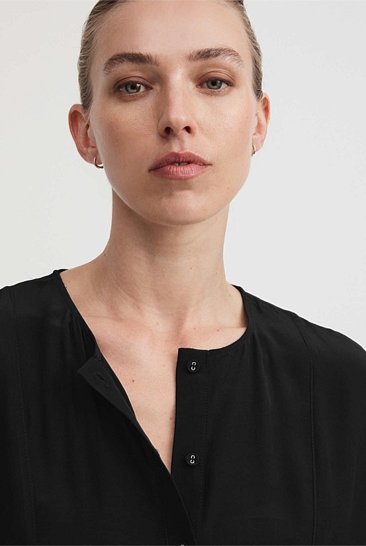 Modern Maxi Shirt Dress - Black