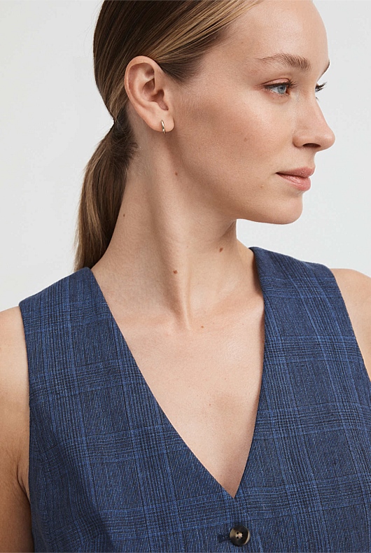 Linen Glen Plaid Waistcoat - Royal Blue