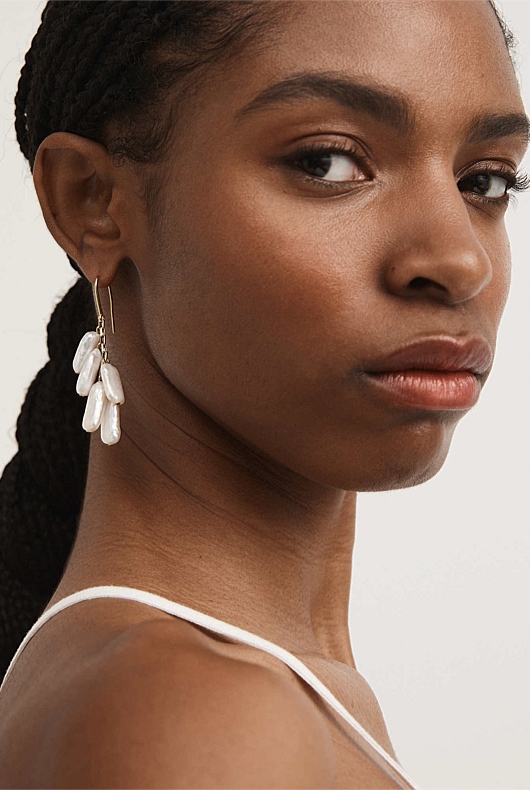 Freshwater Pearl Drop Earring - Soft Gold