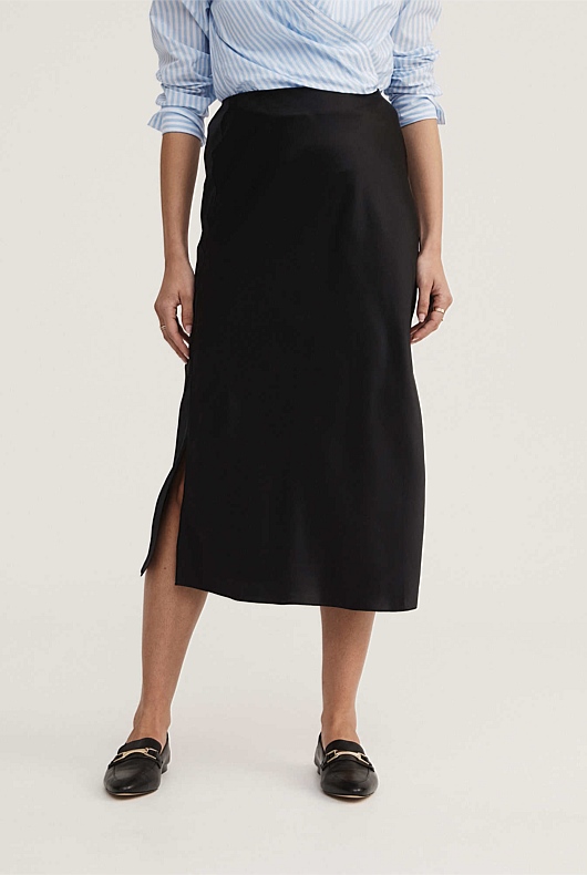 Silk Slip Skirt - Black
