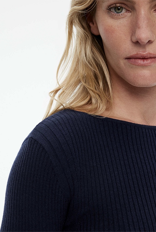 Boat Neck Rib Knit - Regatta Blue