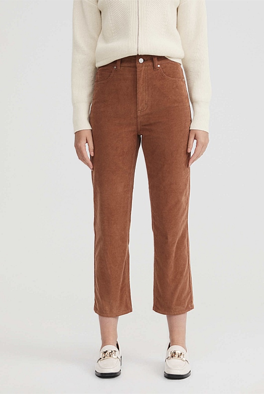 7/8 Cord Straight Jean - Camel