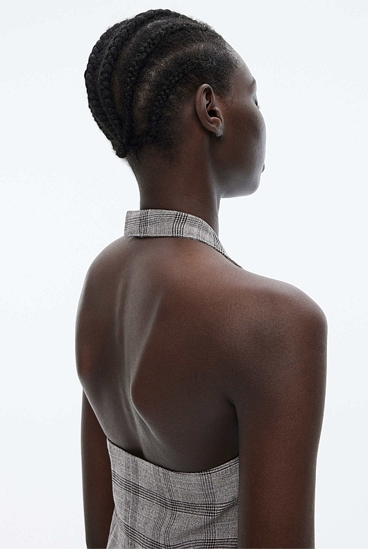 Check Halter Waistcoat - Grey Sky