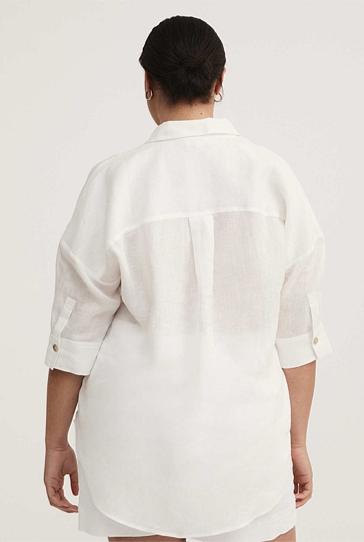 French Linen Pop Over Shirt - Pure White