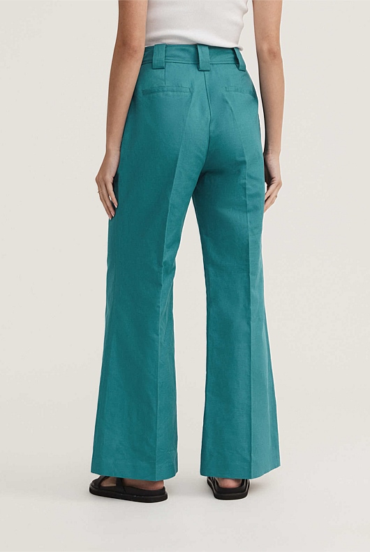 Cotton Linen Wide Leg - Gem Green