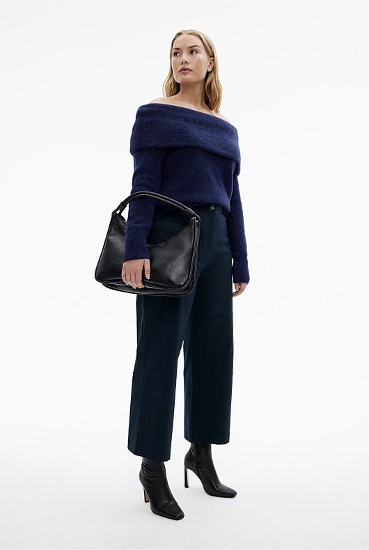 Cotton Blend Pocket Detail Pant - Blue Night