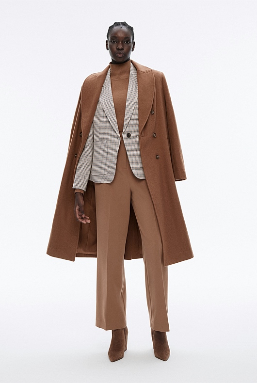 Ponte Check Single-Breasted Blazer - Umber