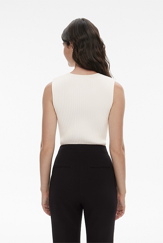 Crepe Rib Knit Tank - Chalk