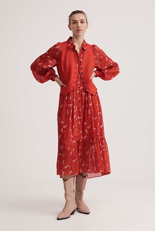 Linen Waistcoat - Tangelo