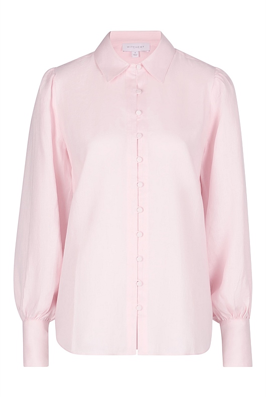French Linen Volume Sleeve Shirt - Soft Pink
