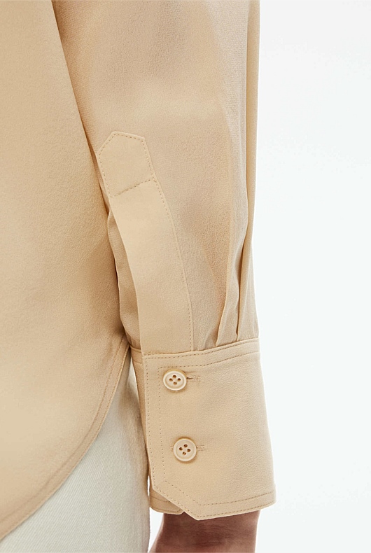 Silk Utility Tab Sleeve Shirt - Honey