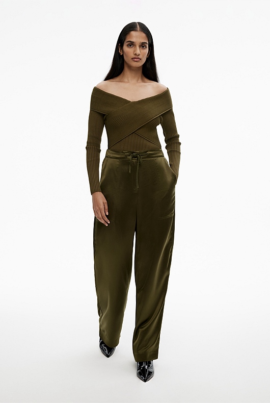 Acetate Blend Pant - Jungle