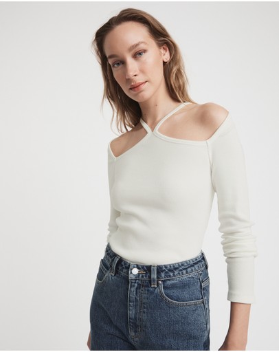 Witchery Cotton Halter Long Sleeve Top