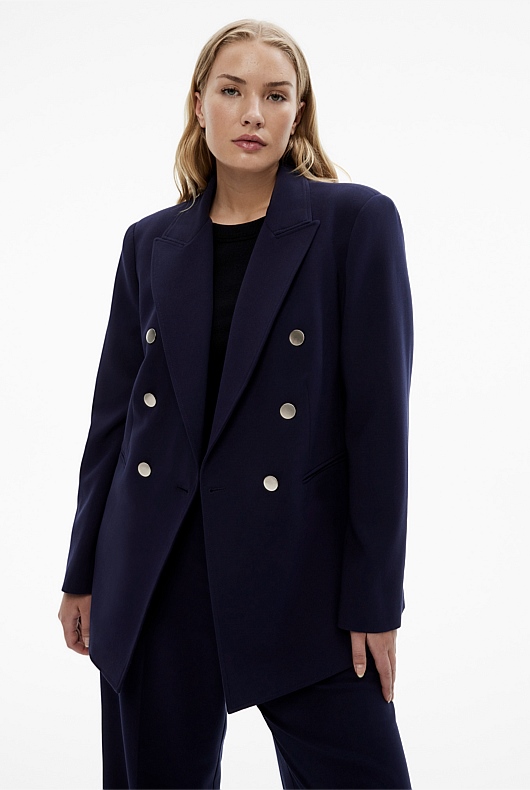 Classic Double Breasted Blazer - Blue Night