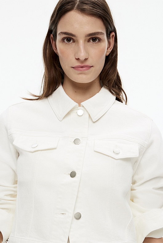 Denim Crop Jacket - Parchment