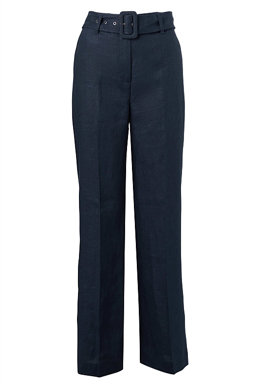Linen Belted Trouser - Regatta Blue