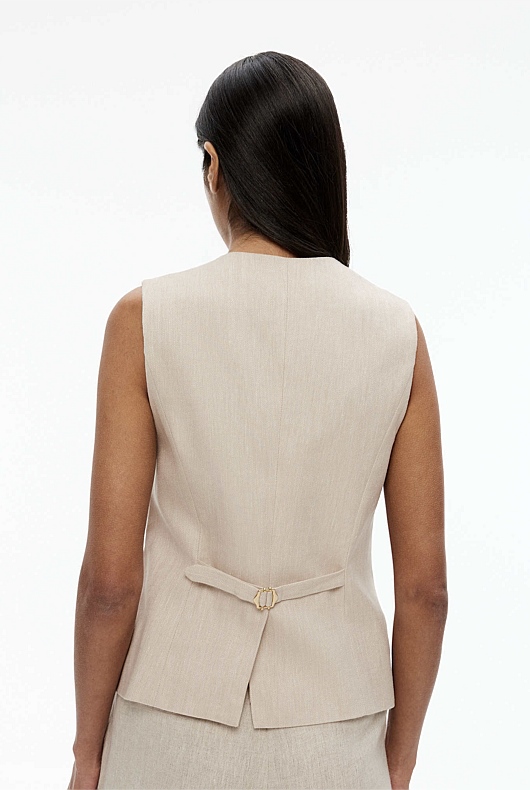 Cotton Linen Waistcoat - Flax