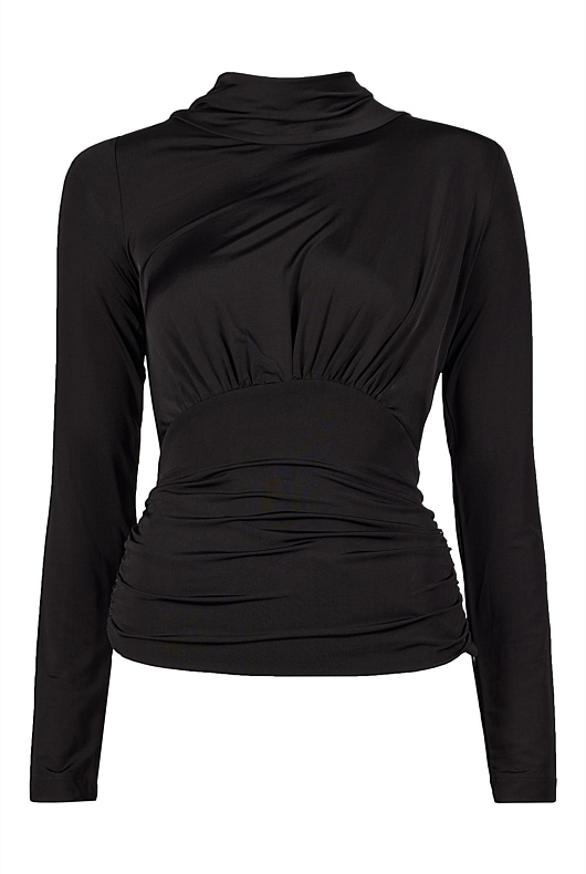 Jersey Cowl Back Top - Black