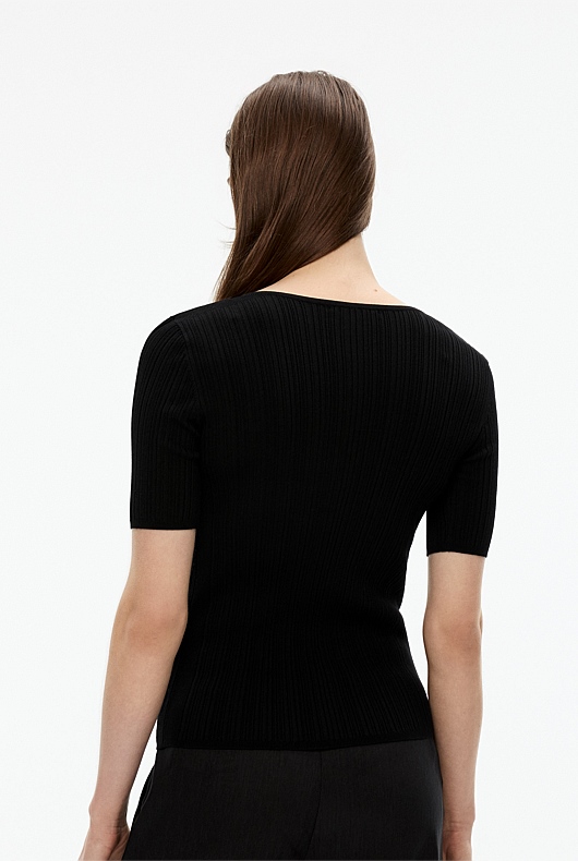 Variegated Rib Knit - Black