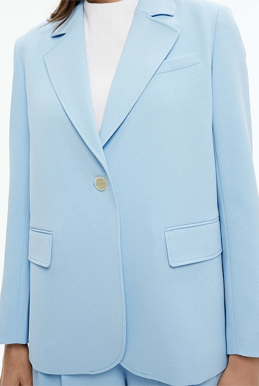 Boxy Single-Breasted Blazer - Soft Blue