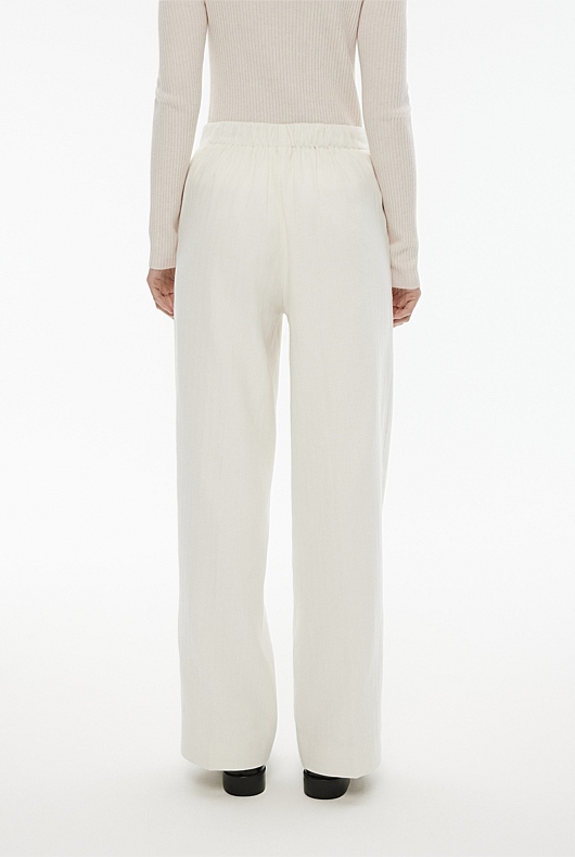 Cotton Linen Pull On Pant - Chalk