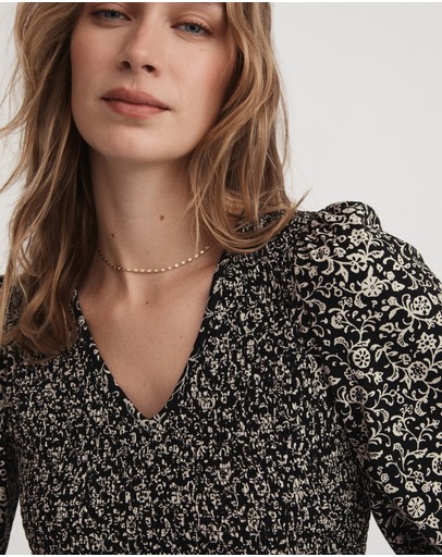 Witchery Foulard Shirred V Neck Top