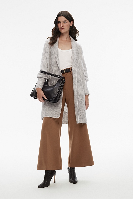 Mohair Knit Cardigan - Light Grey Marle