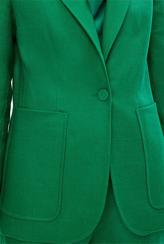 Linen Pin Stitch Blazer - Viridian Green