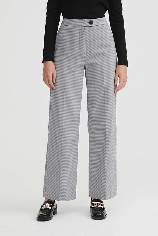 Cotton Blend Yarn Dye Straight Leg Pant - Ash Grey