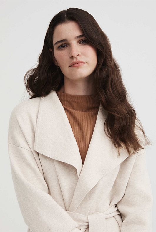 Double Faced Knit Coat - Oatmeal Marle