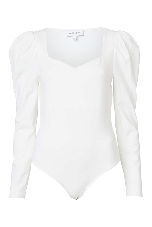 Ponte Sweetheart Neckline Bodysuit - Chalk
