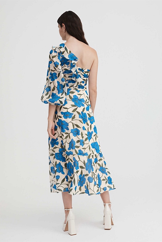 Silk Linen Blue Violet Dress - Lapis