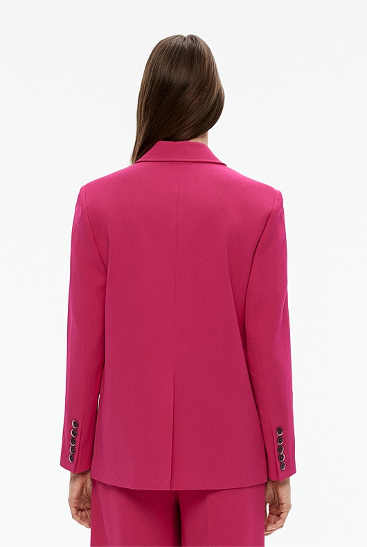 Boxy Single-Breasted Blazer - Dahlia Pink