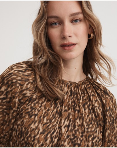 Witchery Kitty Print Relaxed Blouse