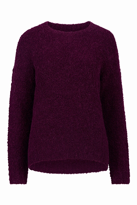 Boucle Crew Neck Knit - Bordeaux